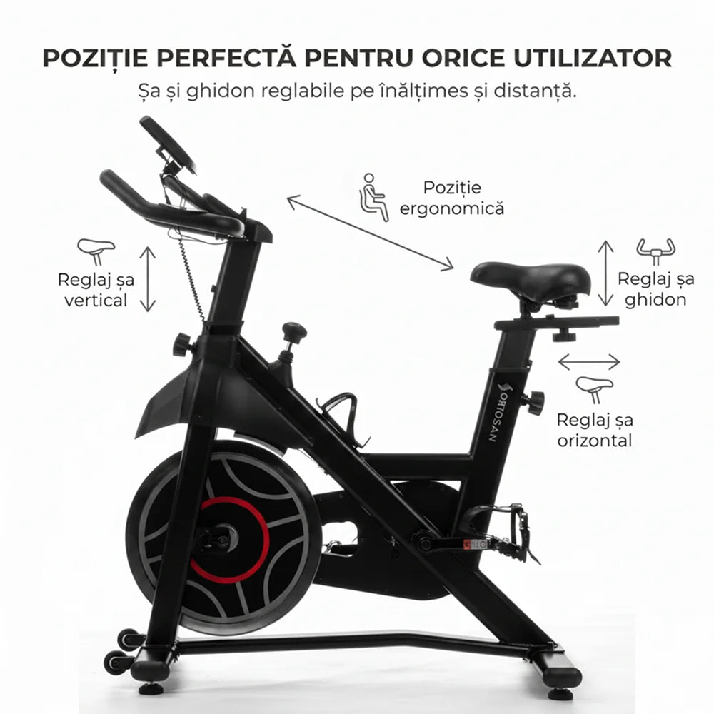 Bicicletă fitness spinning Ortosan SAN301 neagră, imaginea 5