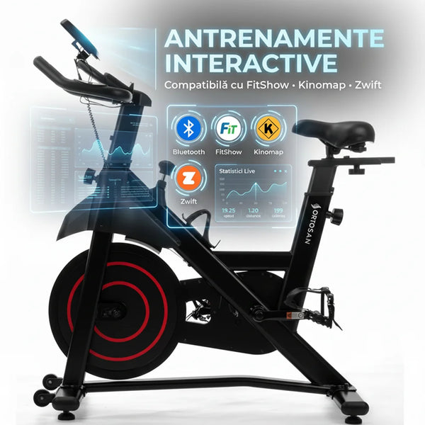 Bicicletă fitness spinning Ortosan SAN301 neagră, imaginea 6