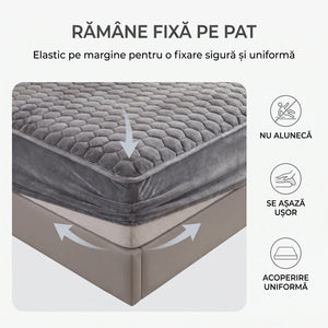 Set lenjerie de pat plușată cu husă cu elastic, imaginea 7