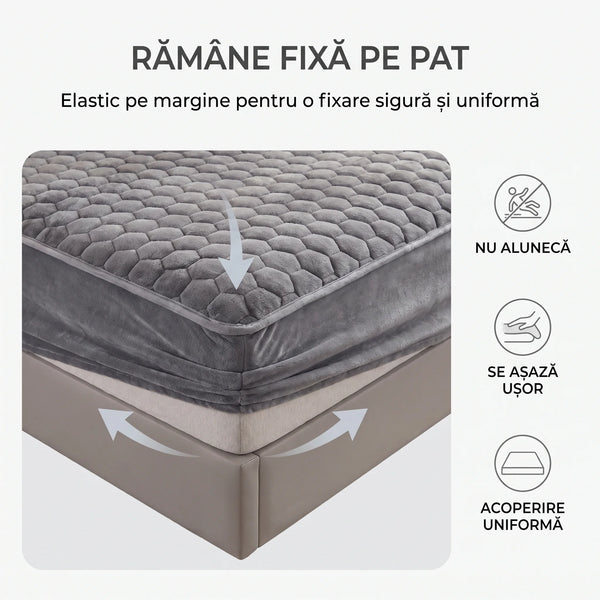 Set lenjerie de pat plușată cu husă cu elastic, imaginea 7