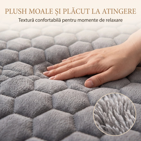 Set lenjerie de pat plușată cu husă cu elastic, imaginea 9