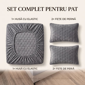 Set de lenjerie de pat plușată, în gri