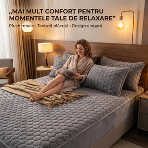 Set lenjerie de pat plușată cu husă cu elastic, imaginea 8