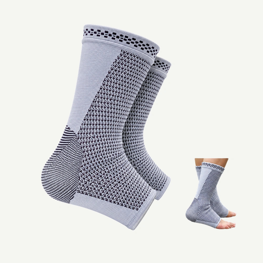 Orteza glezna elastica cu compresie si suport articular, Gri/Negru