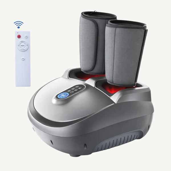 Aparat masaj picioare si gambe Shiatsu 3D cu compresie aer 8D si incalzire, Gri