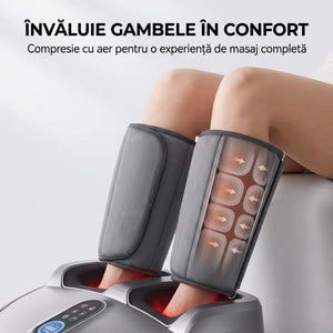 Aparat masaj picioare si gambe Shiatsu 3D cu compresie aer 8D si incalzire, Gri