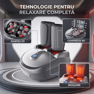 Aparat masaj picioare si gambe Shiatsu 3D cu compresie aer 8D si incalzire, Gri