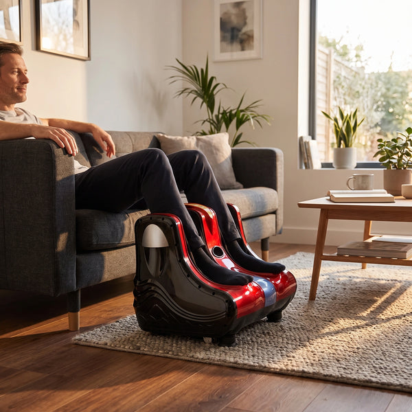 Aparat masaj picioare si gambe Shiatsu, airbaguri 360° si incalzire, Rosu/Negru – imaginea 3