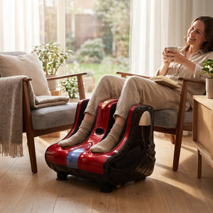 Aparat masaj picioare si gambe Shiatsu, airbaguri 360° si incalzire, Rosu/Negru – imaginea 7