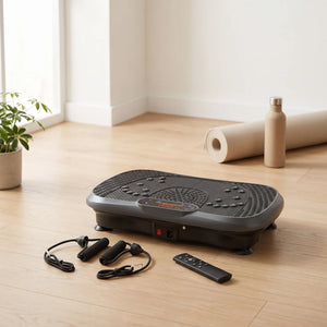 Placa vibratii fitness oscilatie, Bluetooth, 99 niveluri, benzi elastice, Negru – imaginea 4
