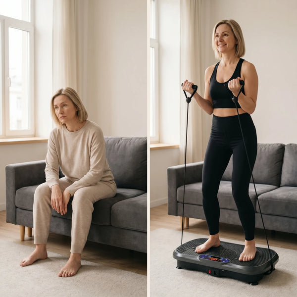 Placa vibratii fitness oscilatie, Bluetooth, 99 niveluri, benzi elastice, Negru – imaginea 5