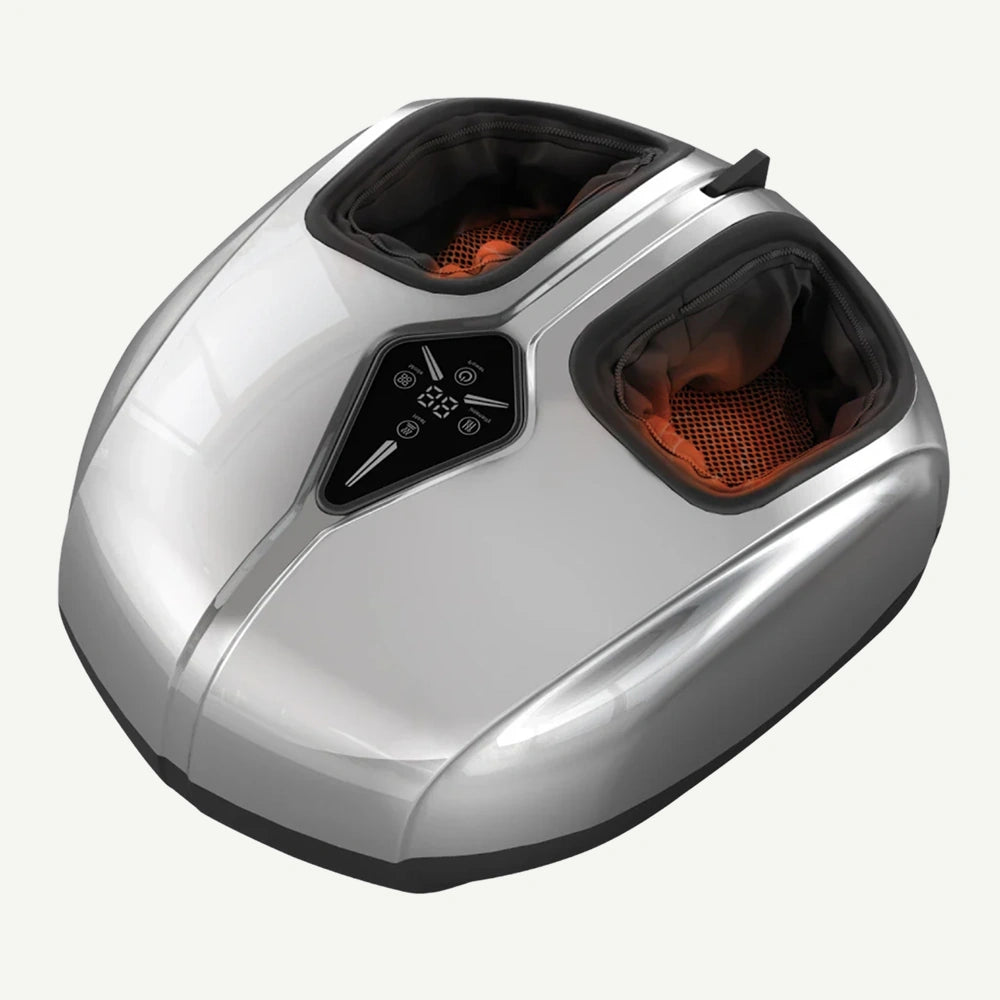 Aparat masaj picioare 3-in-1 cu compresie aer, vibratii si incalzire, Argintiu