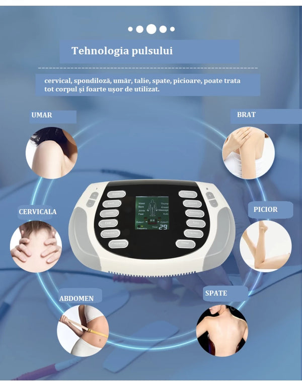 Aparat fizioterapie TENS, 15 intensitati, 8 moduri de masaj, Ecran LCD, terapie cu incalzire si electrostimulare – imaginea 8