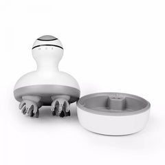 Aparat masaj scalp/cap wireless, impermeabil, 4 capete silicon, Alb