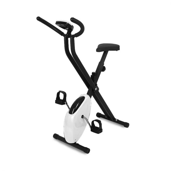 Bicicleta fitness pliabila cu rezistenta reglabila si ecran digital, Negru/Alb