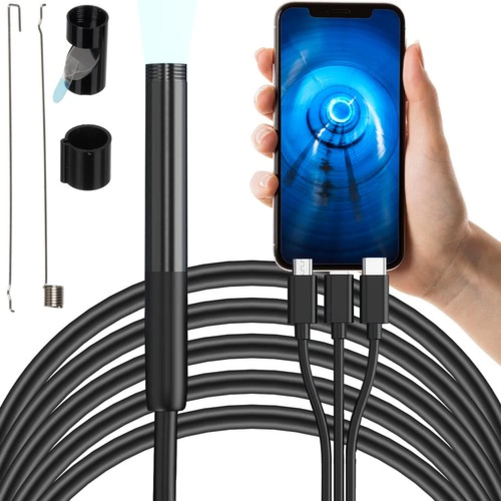 Camera endoscopica tip sarpe, cablu 2m, 6 LED-uri, IP67, cu aplicatie telefon
