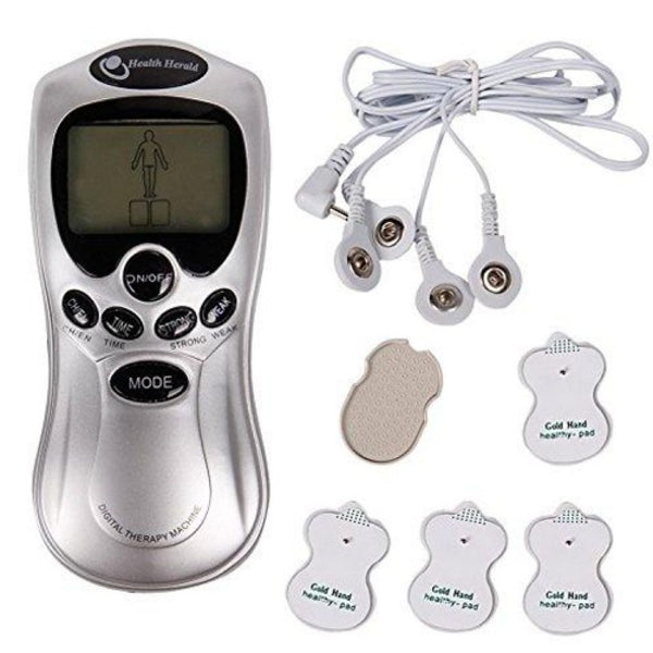 Electrostimulator muscular – aparat masaj si fizioterapie prin electrostimulare cu 4 electrozi, 8 programe, Gri