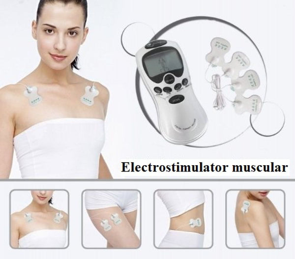 Electrostimulator muscular – aparat masaj si fizioterapie prin electrostimulare cu 4 electrozi, 8 programe, Gri – imaginea 2