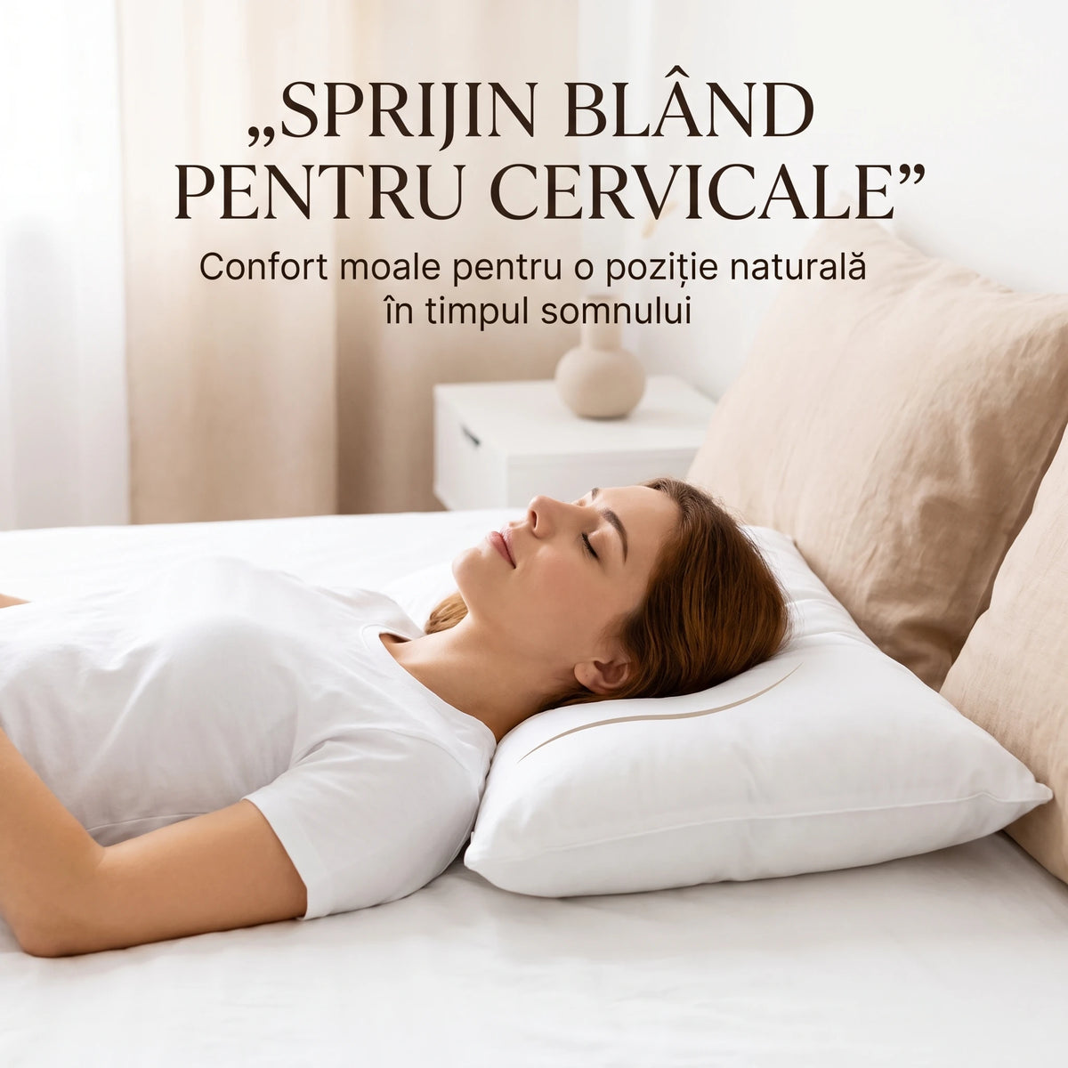 Pernă antialergică CERVI-SAN puf de gâscă, albă, imaginea 4