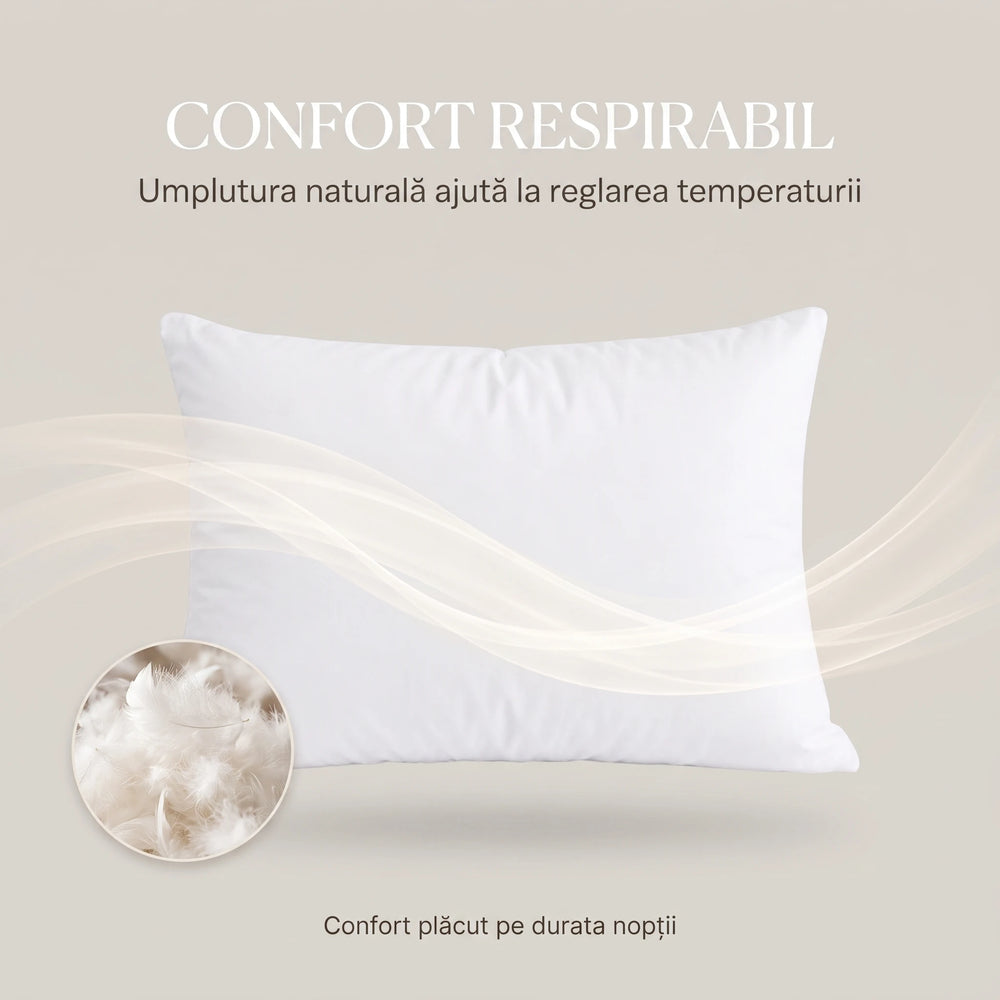 Pernă antialergică CERVI-SAN puf de gâscă, albă, imaginea 5