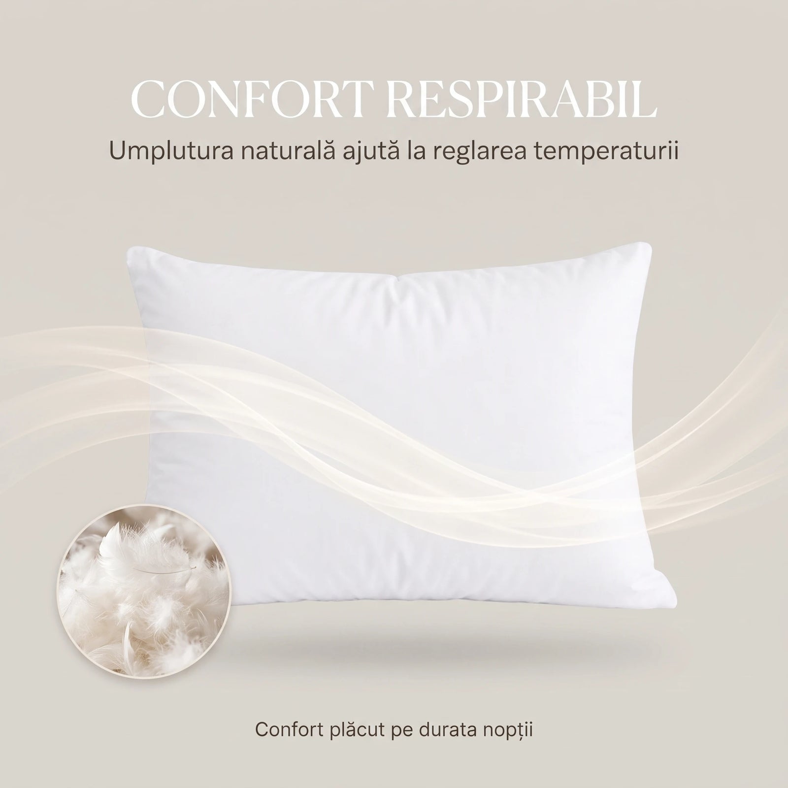 Pernă antialergică CERVI-SAN puf de gâscă, albă, imaginea 5