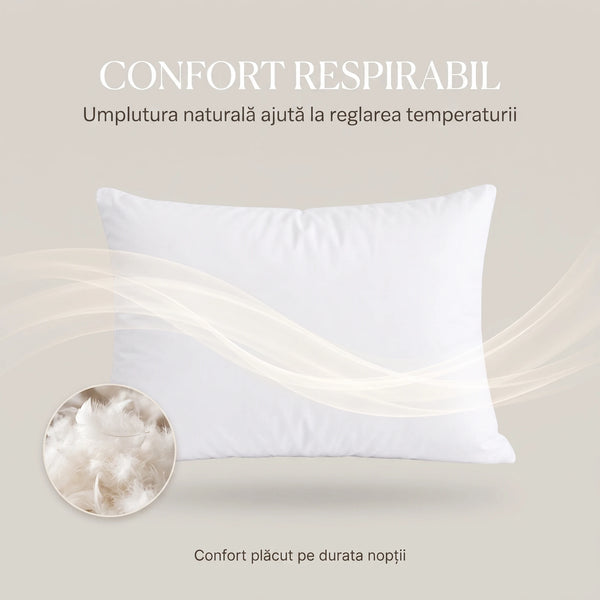 Pernă antialergică CERVI-SAN puf de gâscă, albă, imaginea 5