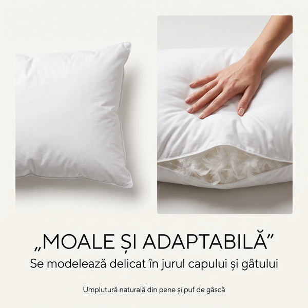 Pernă antialergică CERVI-SAN puf de gâscă, albă, imaginea 7