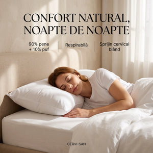 Pernă antialergică CERVI-SAN puf de gâscă, albă, imaginea 6