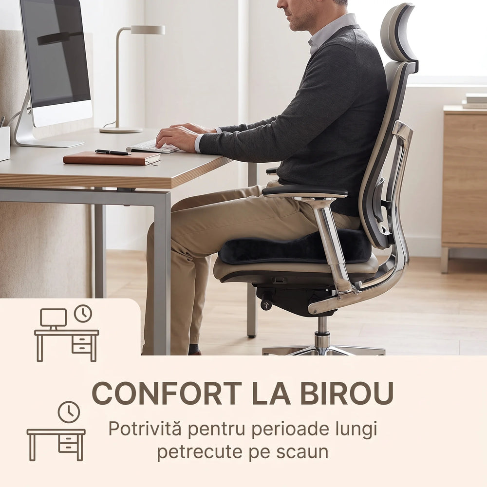 Perna ortopedica sezut memory foam cu ventilatie ORTO COCCIS Ventilation, husa catifea, fermitate normala