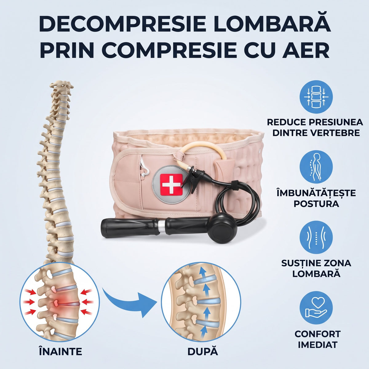 Decompresie lombară prin compresie cu aer, înainte și după