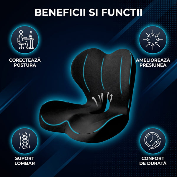 Beneficii pernă lombară neagră: postură, presiune, suport lombar, confort