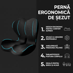 Pernă ergonomică de șezut neagră, 5 caracteristici principale