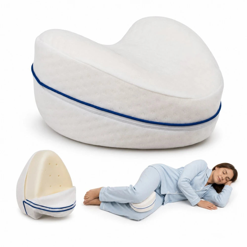 Perna ortopedica genunchi si picioare memory foam cu ventilatie, Alb