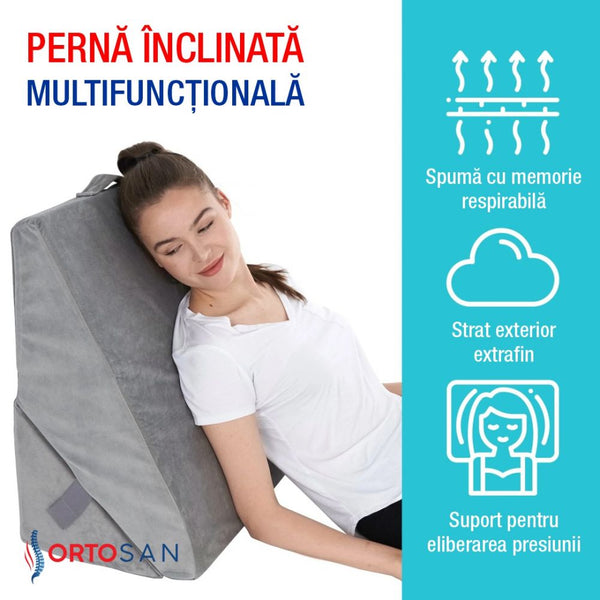 Perna multifunctionala 7-in-1 memory foam pliabila, cap/spate/picioare, Gri - imaginea 3
