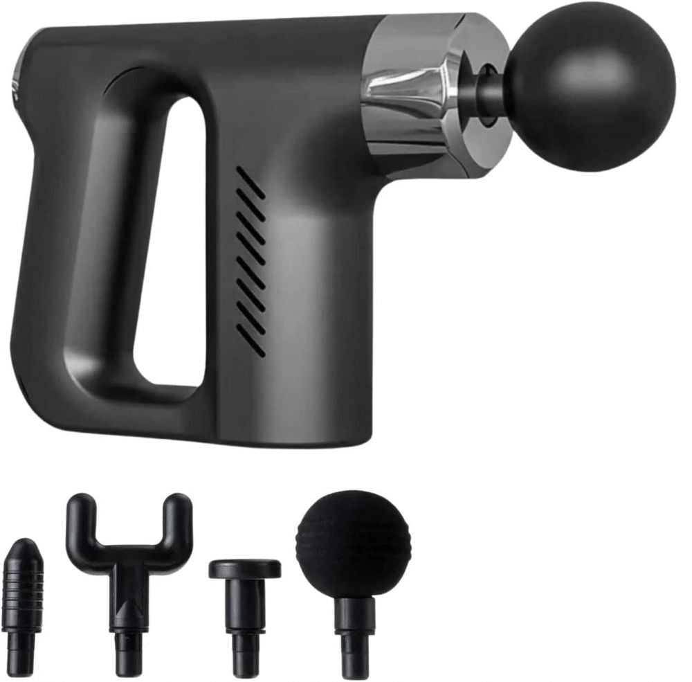 Pistol masaj profesional corporal 4 capete, 5 viteze ORTO GUN Full, Negru