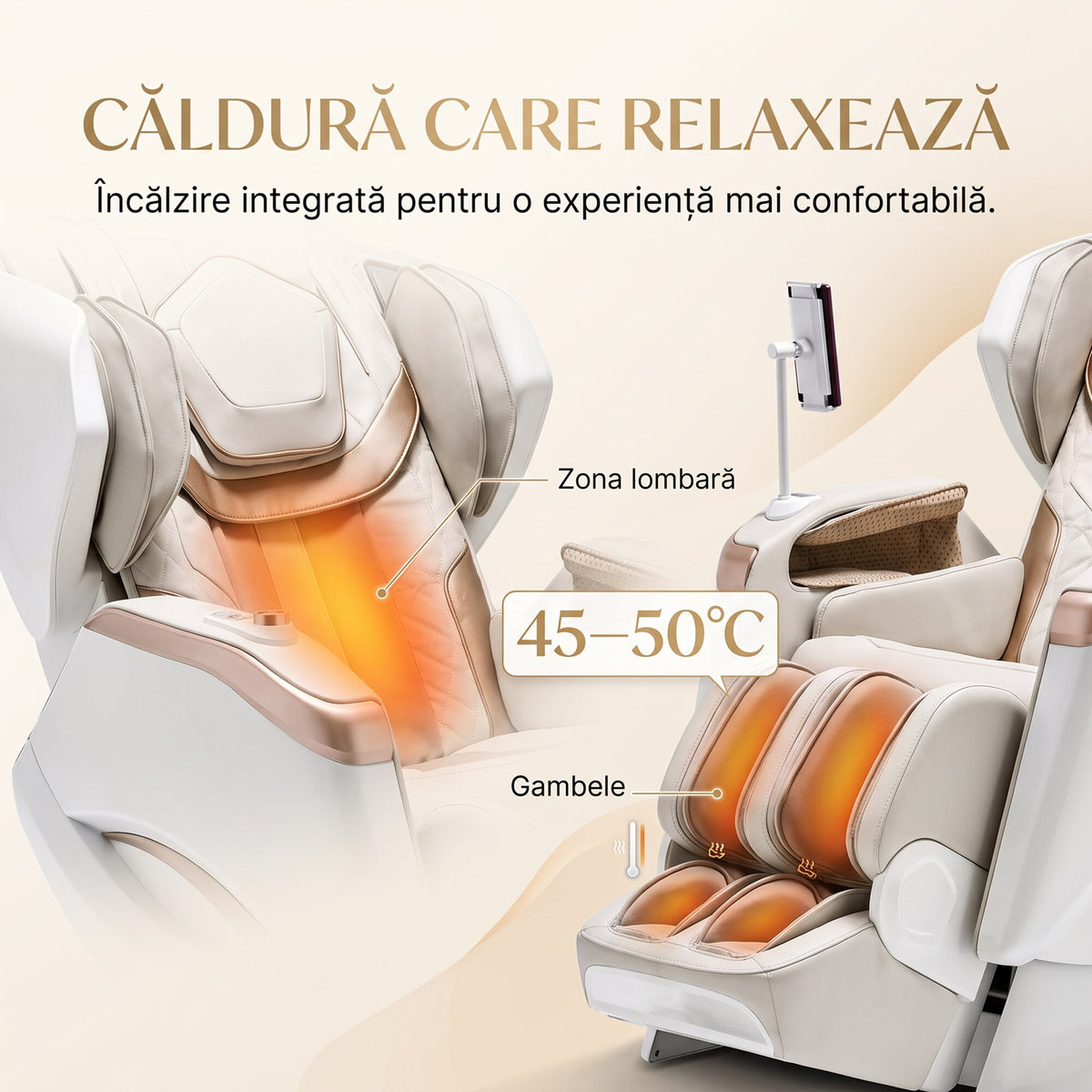 Incalzire lombara si gambe, ecran tactil si Bluetooth