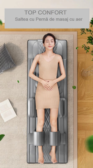 Saltea masaj corp intreg Shiatsu, airbag si incalzire, cervical/spate/lombar/picioare, Gri – imaginea 3