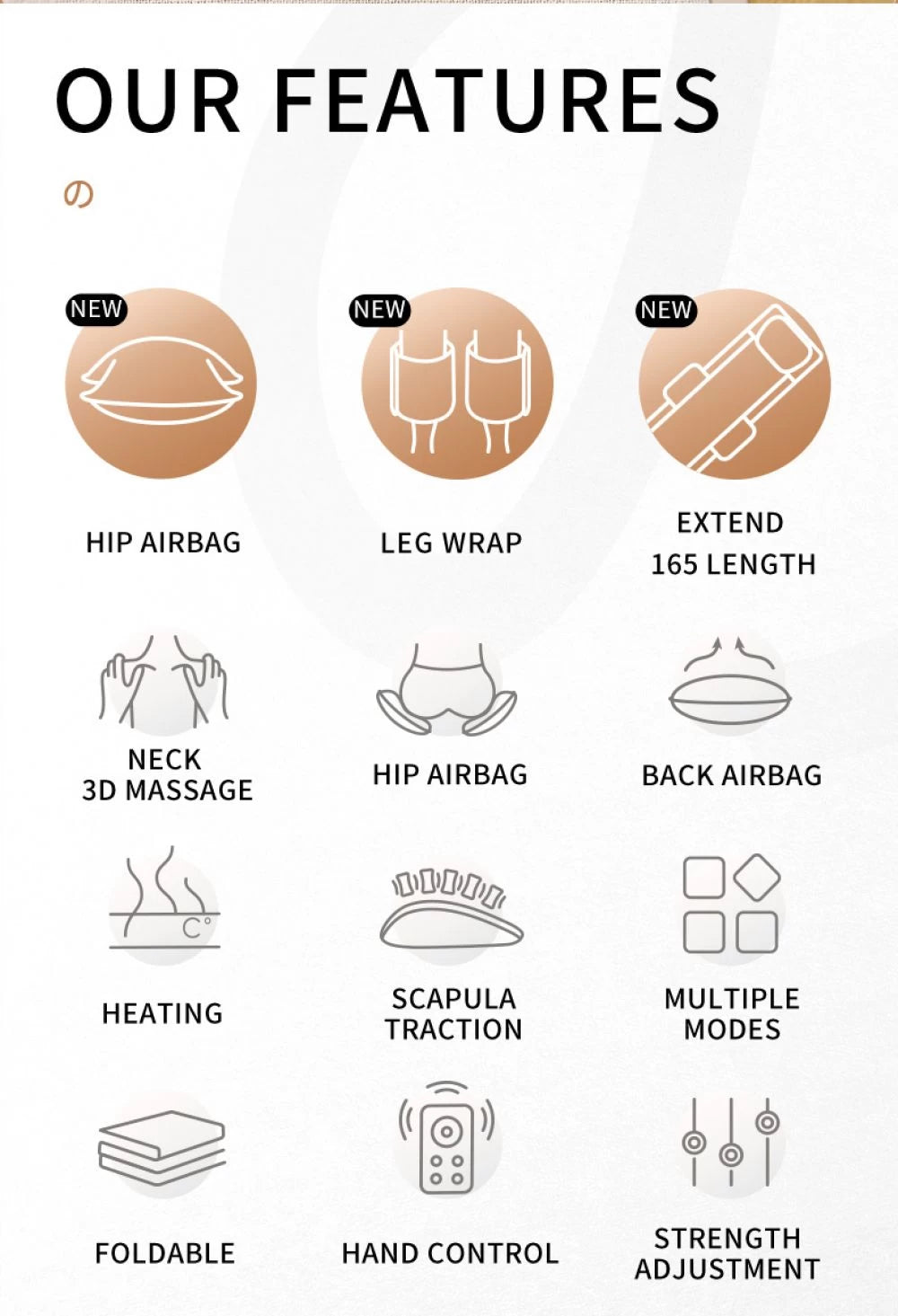 Saltea masaj corp intreg Shiatsu, airbag si incalzire, cervical/spate/lombar/picioare, Gri – imaginea 5