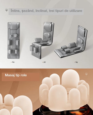 Saltea masaj corp intreg Shiatsu, airbag si incalzire, cervical/spate/lombar/picioare, Gri – imaginea 8