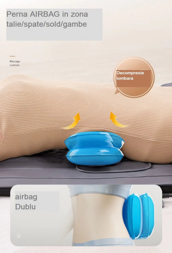 Saltea masaj corp intreg Shiatsu, airbag si incalzire, cervical/spate/lombar/picioare, Gri – imaginea 9