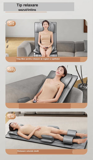 Saltea masaj corp intreg Shiatsu, airbag si incalzire, cervical/spate/lombar/picioare, Gri – imaginea 12