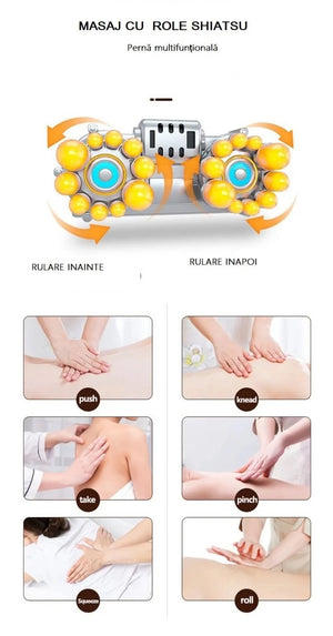 Saltea masaj corp intreg Shiatsu, airbag si incalzire, cervical/spate/lombar/picioare, Gri – imaginea 14