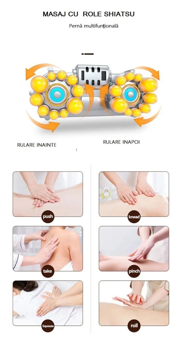Saltea masaj corp intreg Shiatsu, airbag si incalzire, cervical/spate/lombar/picioare, Gri – imaginea 14