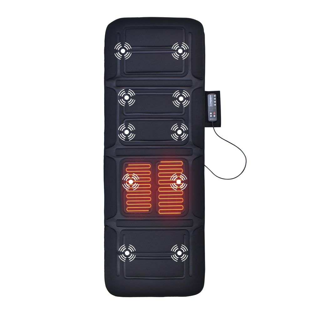 Saltea masaj pentru intreg corp, cu Incalzire, masaj Vibratii cu 10 motoare, 3 intensitati, 5 moduri de masaj, spuma memorie, NEGRU